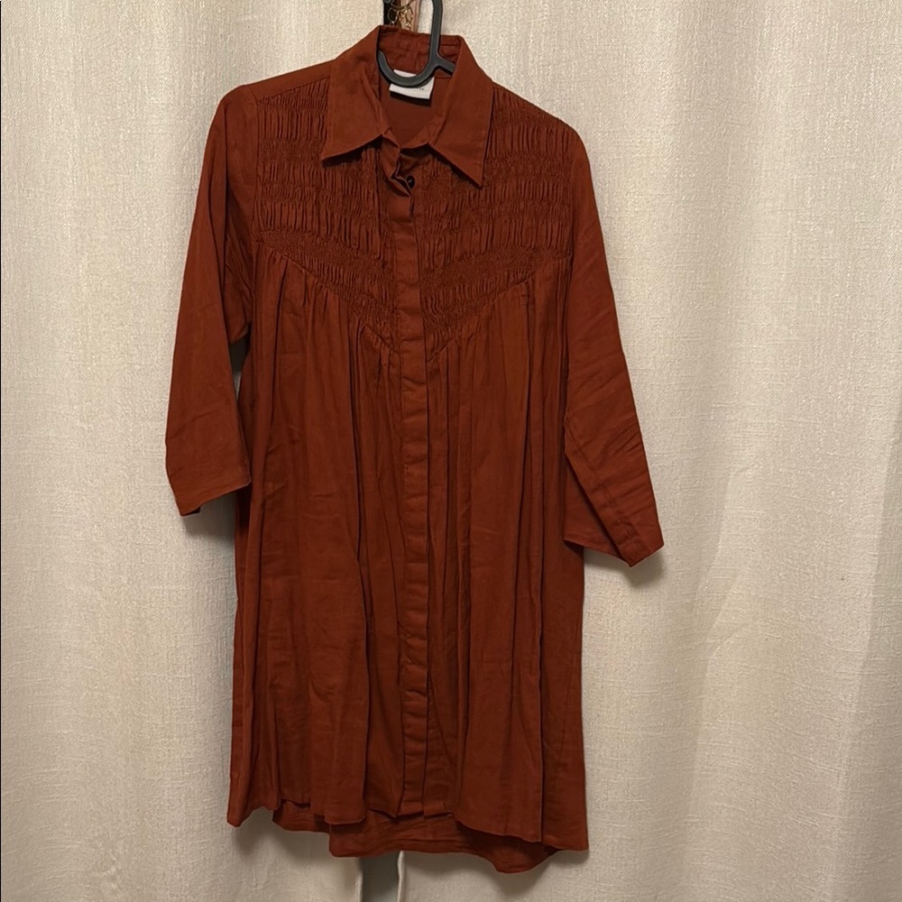 Orange and Brown Midi Dress with Stylish Design
